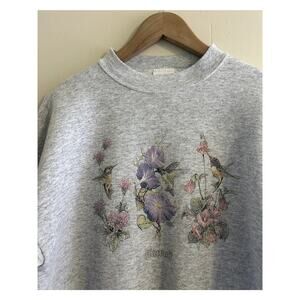 Vintage 80s 90s Hawaii Hummingbird Flowers Crewneck Sweatshirt Women's Large